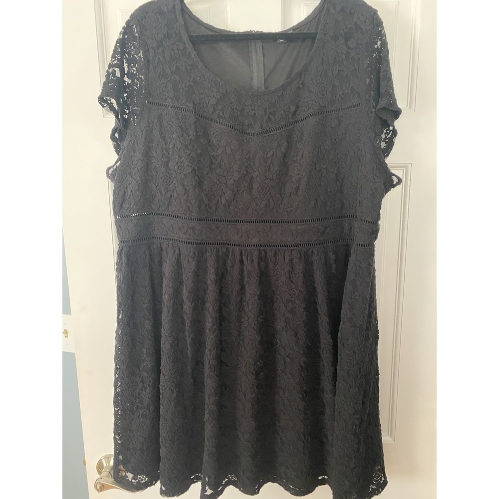 Torrid Women Black Lace Dress SZ 26 (4X) Fit & Flare A-Line Scoop Neck 10626321 - Picture 2 of 10